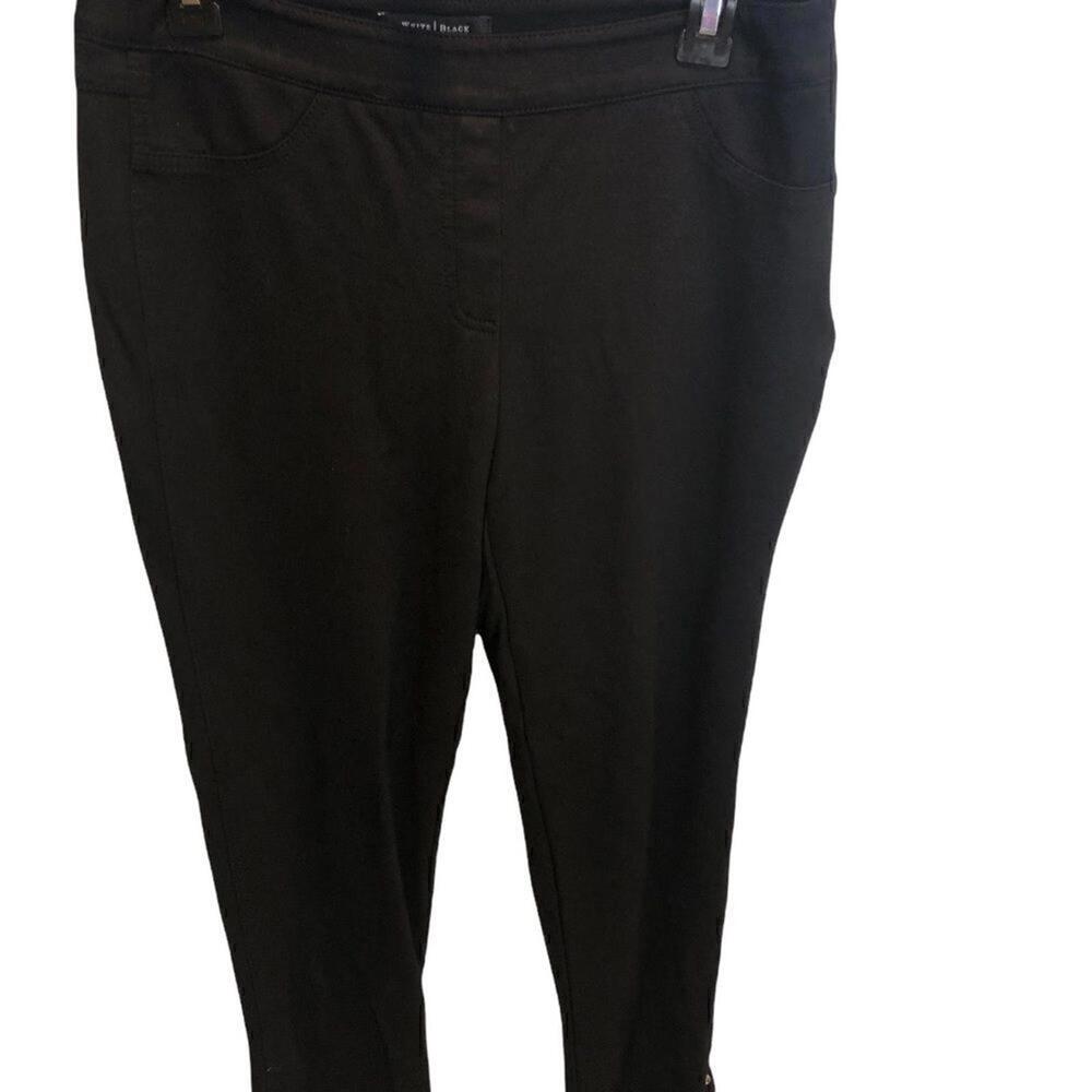White House Black Market Black Mid Weight Dressy Leggings w/Silver Ankle Detail